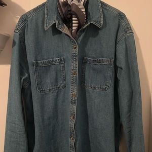 Old Navy NWOT Large Tall Heavy denim long sleeve button down shirt 100% cotton